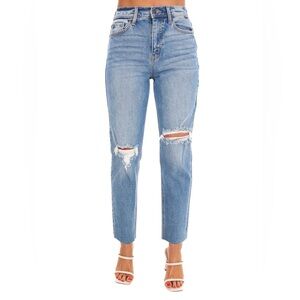 Cello NWOT High Rise Ankle Mom Jean Raw Hem size 5